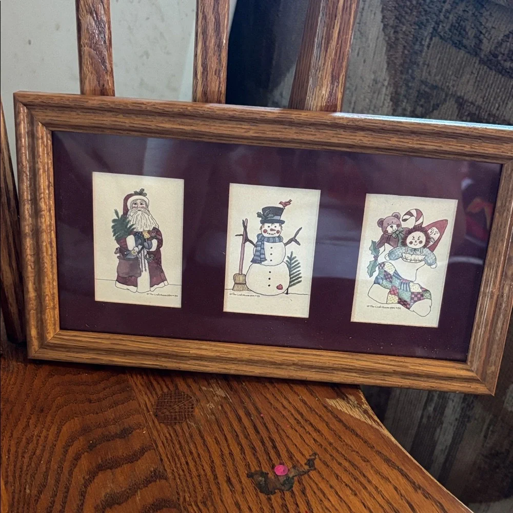 Home Interiors Snowman Picture Frame Set - Brown and White